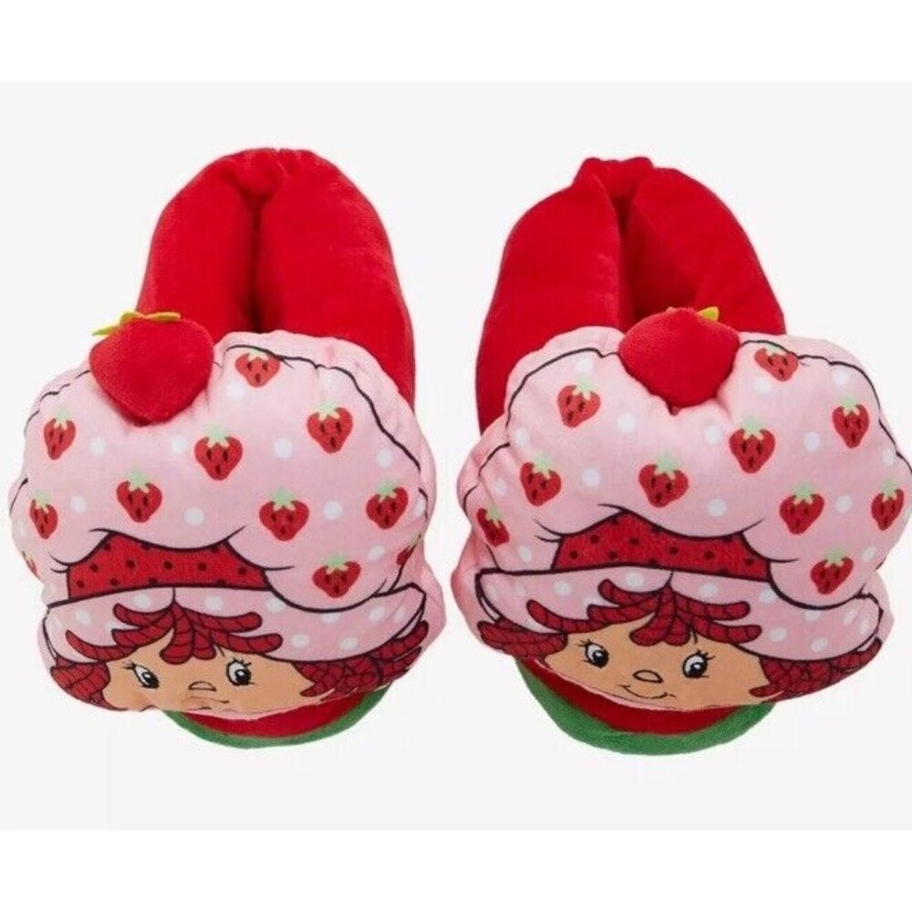 Strawberry Shortcake Slippers Cute Pink Red Womens/Girls House Shoe, NEW XS